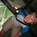 Me on glass floor in CN Tower, Toronto